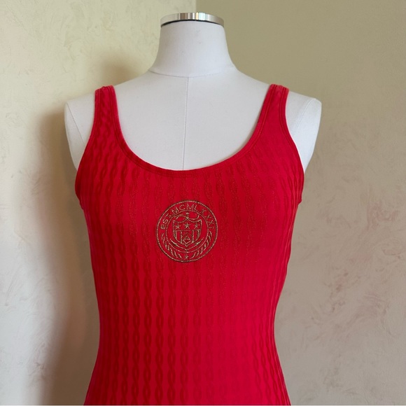 80-90s Vintage Ann Cole Collection 8 Red Low Back One Piece Swimsuit - Picture 3 of 14